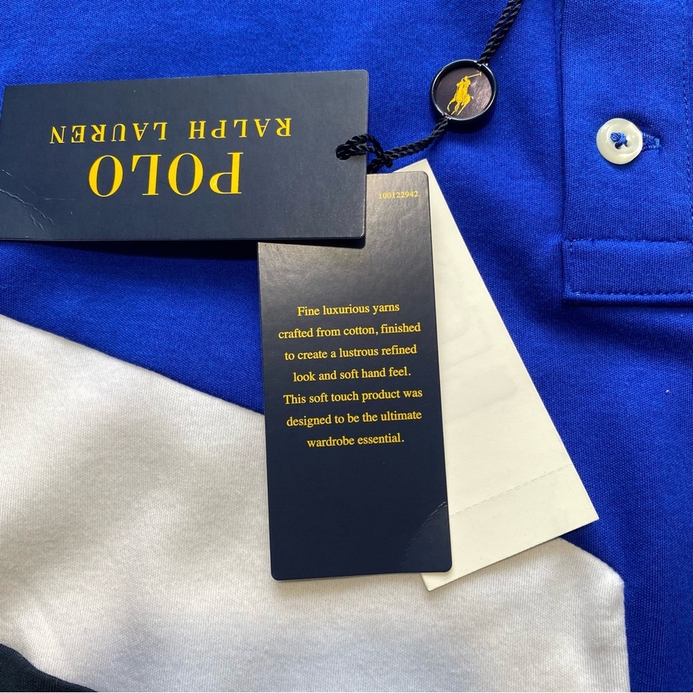 NEW Size XXL  Mens POLO RALPH LAUREN Short Sleeve Polo Shirt Cotton Blue $125 - Picture 9 of 11